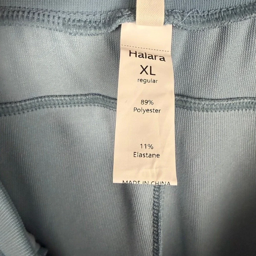 Halara Flex High Waisted Wide Leg Micro Waffle Work Pants Light Blue Size XL